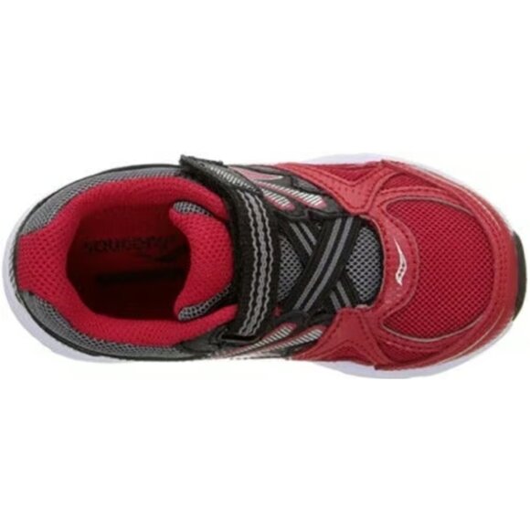 NEW Saucony Kid Baby Ride Sneakers Red Black Elastic Adjustable Strap - Picture 3 of 7